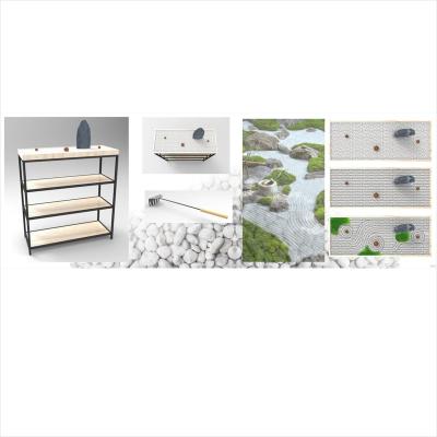 China None 4-Tier metal frame MDF storage shelves top with tray for sale