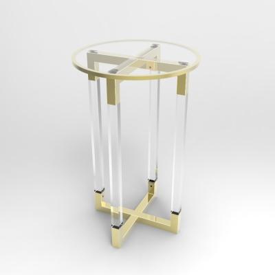 China Durable luxury acrylic side table with golden leg. for sale