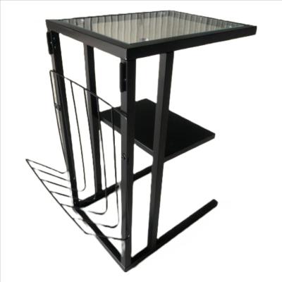 China Stable Living room home furniture metal side console coffee tables with magazine holder steel for sale