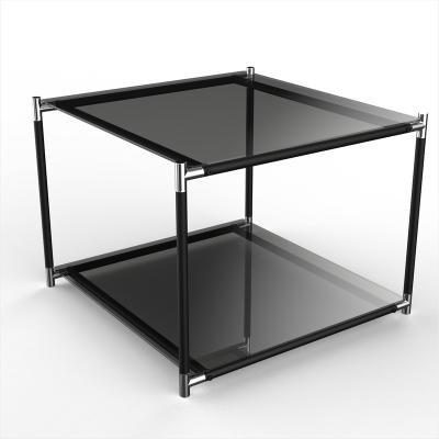 China Modern 2-tier tempered glass side table coffee table for sale