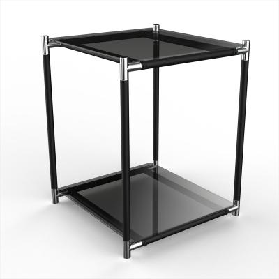 China Modern 2-tier tempered glass side table coffee table for sale