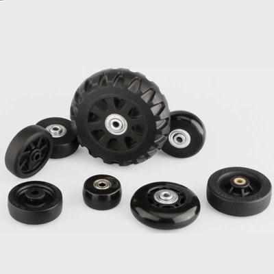 China Luggage Suitcase Rubber Replacement Wheels OD 36-50mm Axles Luxury Black With Screw Suitable For 18-26 Inch Suitcase Swivel Caster for sale