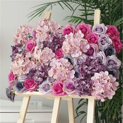 China Artificial Wedding Flower Wall 60x40cm Rose Flower Wall Wedding Backdrop Nice Flower Quality Silk Hydrangea for sale