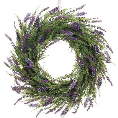 China for frontdoor decoration 20 inch artificial lavender garland on twig base for sale