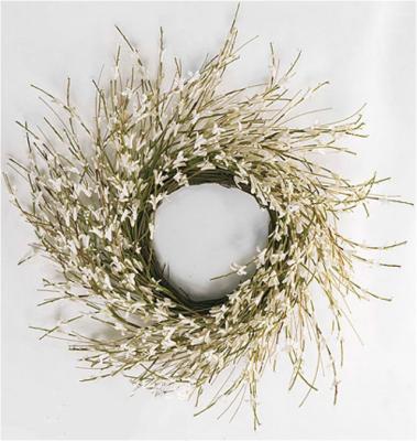 China For New Spring Decoration Artificial White Forsythia Twig Wreath Spring Decoration for sale