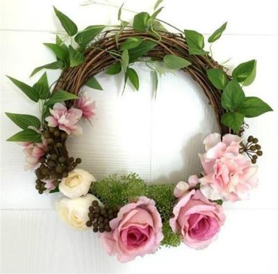 China Suitable for Artificial silk hydrangea Rose Flower Door Wreath Garland swag door trim flashy for sale