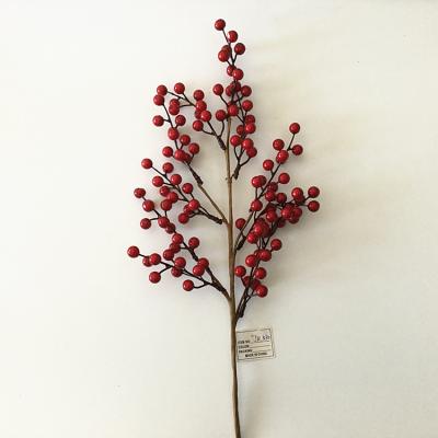 China Flower 23 Inch Artificial Red Pip Berry Christmas Ornaments Long Stem for sale