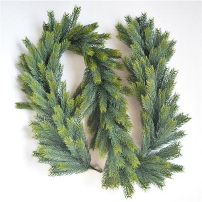 China Plastic Artificial Flower Green Grass Pine Needles Garland For Blow Christmas Tree Branch Decoration for sale