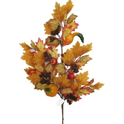 China For Fall Decoration Artificial Maple Leaves Spray Autumn Decoration for sale