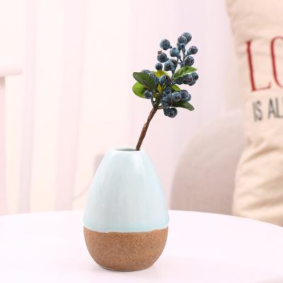 China Artificial Red Blossom Blueberry Branch Flower Pick Berry Christmas Wreath For Home Xmas Christmas Decoration for sale