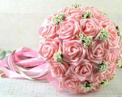 China PRETTY Artificial Rose Bride's Bouquet 5 Color Foam Bride Wedding Flower Bouquet For Wedding Occasion Decoration for sale