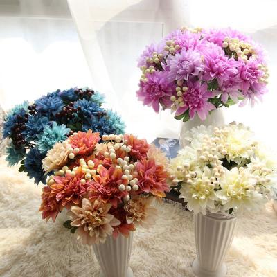 China 2017 New Artificial Silk Flower Dahlia Berry Bouquet Fruit Flower DIY Party Wedding Holiday Decoration Home Craft for sale