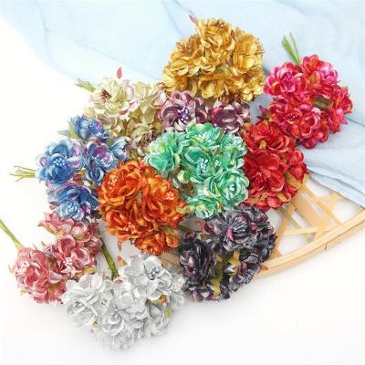 China Artificial Silk Flower 3cm Mini Peony Bouquet For DIY Wreath Accessories Materials for sale