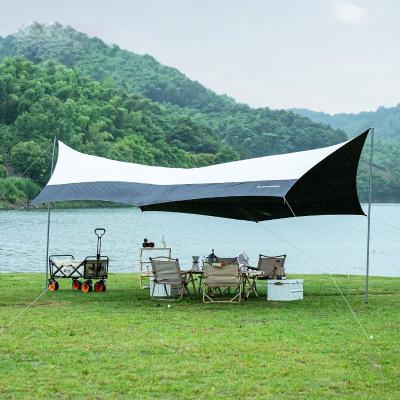 China Outdoor Exquisite Shade Fiberglass Camping Canopy Tent Vinyl Thickened Portable Rain Sunscreen Tent Picnic for sale