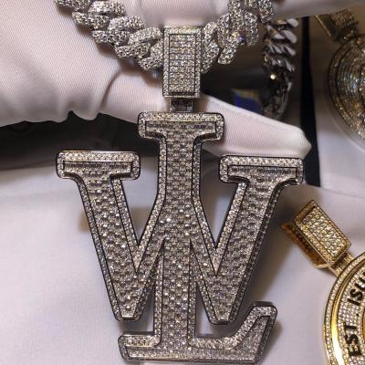 China Custom Moissanite Pendant vvs Custom Logo Hip Hop Letter Pendant Good Quality Hiphop Pendant 925 Sterling Silver for sale