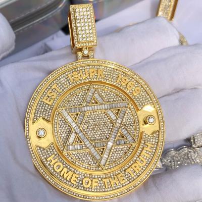 China Hiphop Made 925 Custom Gold Plated Pendants Silver Moissanite VVS Charm Pendant Moissanite Silver Pendant for sale