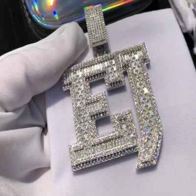 China Hiphop Customs Fine Jewelry Iced Out Mens Hip Hop Pendant 925 Silver Letter Pendant Luxury Hip Hop Jewelry for sale