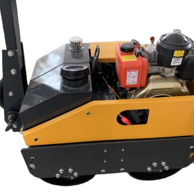 China Building Material Shops Hydraulic Transmission 500Kg Walk-Behind Double Drum Mini Road Roller Compactor Vibratory Road Roller With Kama 178Fse for sale