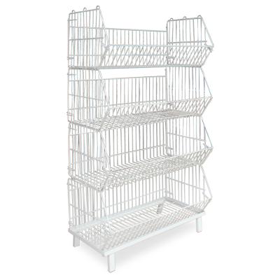 China Double Sided Wholesale Customized Steel Supermarket White Color Basket Rack Rack Shelves for sale