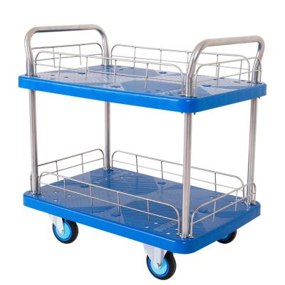 China Easy Moving Fine Warehouse Quality Flatbed Tools Storage Double Sides Platform For Pulling Truck Carts With Logo for sale