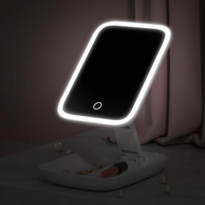 China Small Size Single Side Compact M15 Lighted Beauty Magnifier Foldable Makeup Mirror With Stand for sale