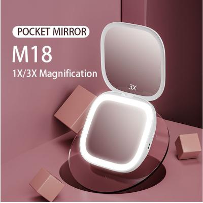 China Wholesale M18 beauty portable lighted pocket makeup mirror with led light for sale