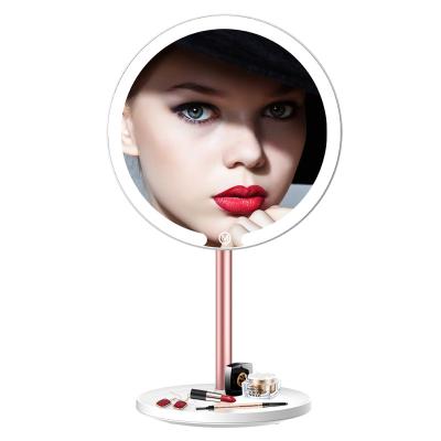 China M17 Lighted Fancy Free Standing Led Crystal Lighted Standup Round Cosmetic Makeup Mirror for sale