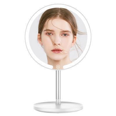 China Beautiful M17 Portable Table Soft Touch Lighted Round Desktop Makeup Mirror With Led Light for sale