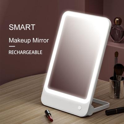 China Beauty M19 Lighted Rectangle USB Rechargeable Intelligent Led Light Makeup Mirror for sale