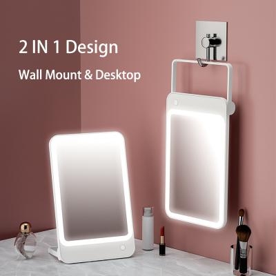 China M19 Lighted 2 In 1 Table Desk Portable Vanity Cosmetic Makeup Mirror With Led Light for sale