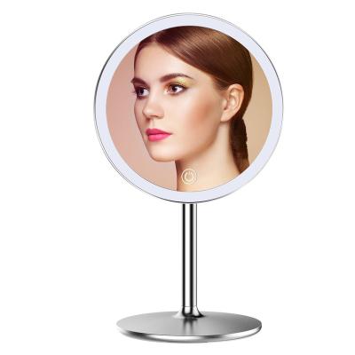 China M3 Lighted All Aluminum Material Rose Gold Led Makeup Stand Mirror With Light for sale