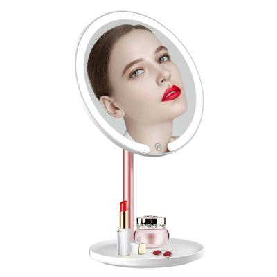 China M5 Best Lady Lit Girl Gift Desktop Led Round Stand Makeup Mirror for sale