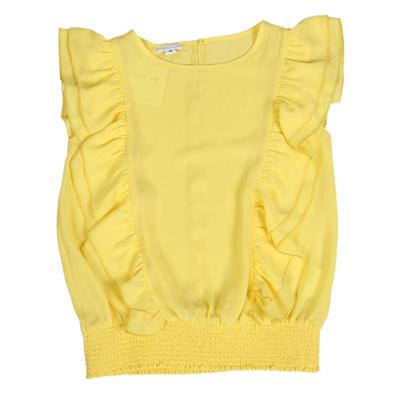 China Girls Clothing Anti-pilling Shirt T-shirt Wind Yellow Cute Blouse With Lace for sale