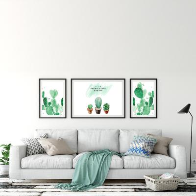 China Modern Stylish Modern Wall Art 3PCS Multi-panel Green Plant Picture Frame Set for sale