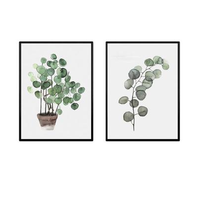 China Wall Painting Classic Plant Grow Leaves Oil Painting Canvas Wall Deco Decorative Framed Landscape 4 Color Ink Green Digital Printing CMYK for sale