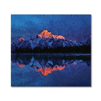 China Snow Mountain Sunset Oil Painting Canvas Art Work Wall Art Classic Decorative Wall Painting for sale