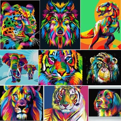 China Abstract Animal Oil Painting Painting By Numbers Kit Canvas DIY Kids Art Adult Christmas Gift for sale