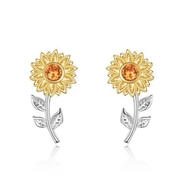 China Fashion Sunflower Earrings 925 Sterling Silver Sunflower Stud Earrings for Women Jewelry Gifts for sale