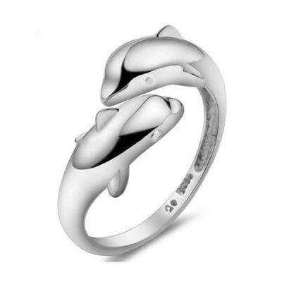 China Cute Cute Dolphin Ring 925 Sterling Silver Engraved Rings for sale