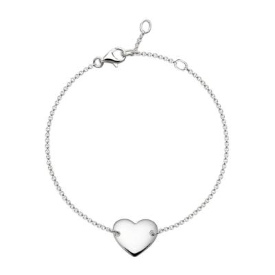 China Lead and Nickel Free Simple Silver Jewelry 925 Sterling Silver Engravable Heart Bangle Blank Heart Bracelet for sale