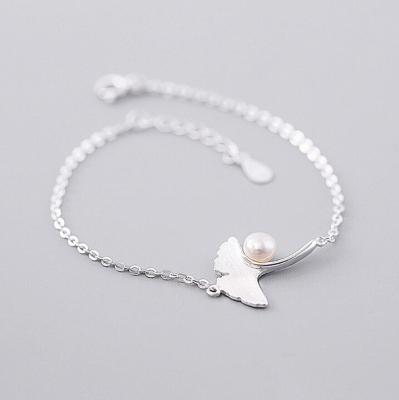 China Wholesale FASHIONABLE Thailand Ginkgo Biloba Leaf 925 Sterling Silver Bracelet,New Design Tiny Girl Bead Chain Bracelet for sale