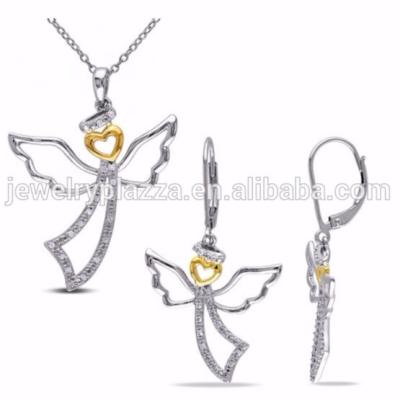 China Lead and Nickel Free 925 Sterling Silver Angel Necklace and Leverback Drop Earring Set for sale