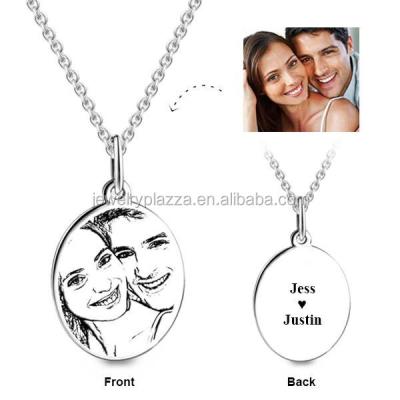 China Lead And Nickel Free Drop Shipping Unique Personalized Photo Engraved Pendant Necklace 925 Sterling Silver Jewelry for sale