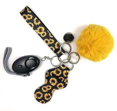 China Amazon Eco Friendly Hot Sale Personal Security Custom Printed Charms With Pom Pom Keychain Self Defense Keychain Set For Women for sale