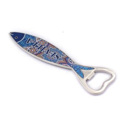 China Souvenir For Switzerland Wholesale Fridge Magnets Beer Bottle Opener Magnet Tourist Souvenir With Foil Fish Shape Switzerland Tourist Magnet for sale