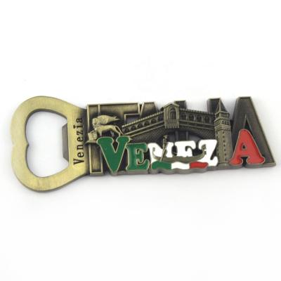 China Promotion Gift Bottle Opener Magnet Custom Metal Fridge Zinc Alloy Magnet Advertising Metal 3D Magnet Relief Bottle Opener Magnet Venezia Souvenir for sale