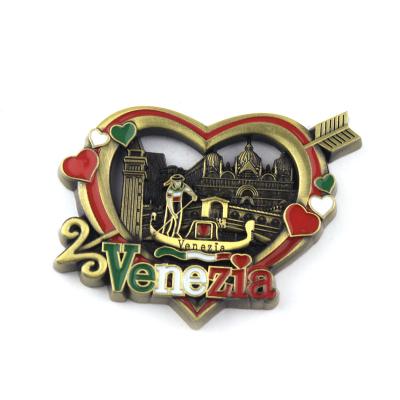 China Sweden Fridge Magnet Lifeng Factory 3D Metal Fridge Magnet Venezia Souvenir Opens City Souvenir Heart Shape Tourist Magnet for sale