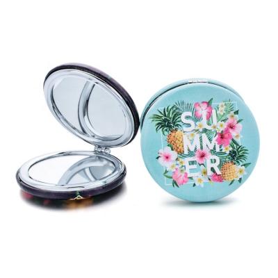 China Hot Sale Pocket Lighted Decorative Mirror Personalized Hand Held Mirror,Floral Foldable Hand Held Pocket Vanity Makeup Mirror for sale