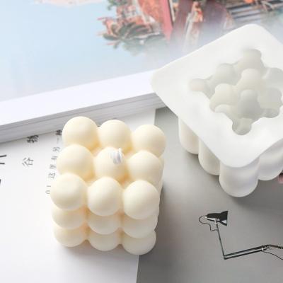 China Square Aromatherapy Candle Essential Oil Soy Wax Mold Wax 3D Cube Candle Silicone Fondant Mold Cake Material Mold for sale