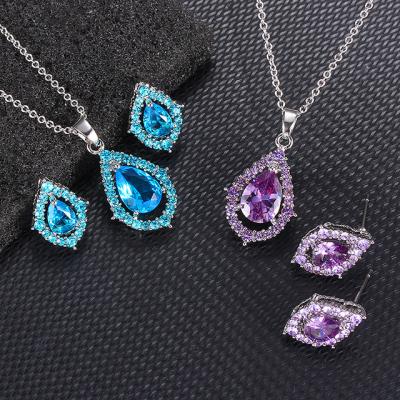 China Elegant Women Romantic Cheap Shining Crystal Necklace Earring Jewelry Set for sale